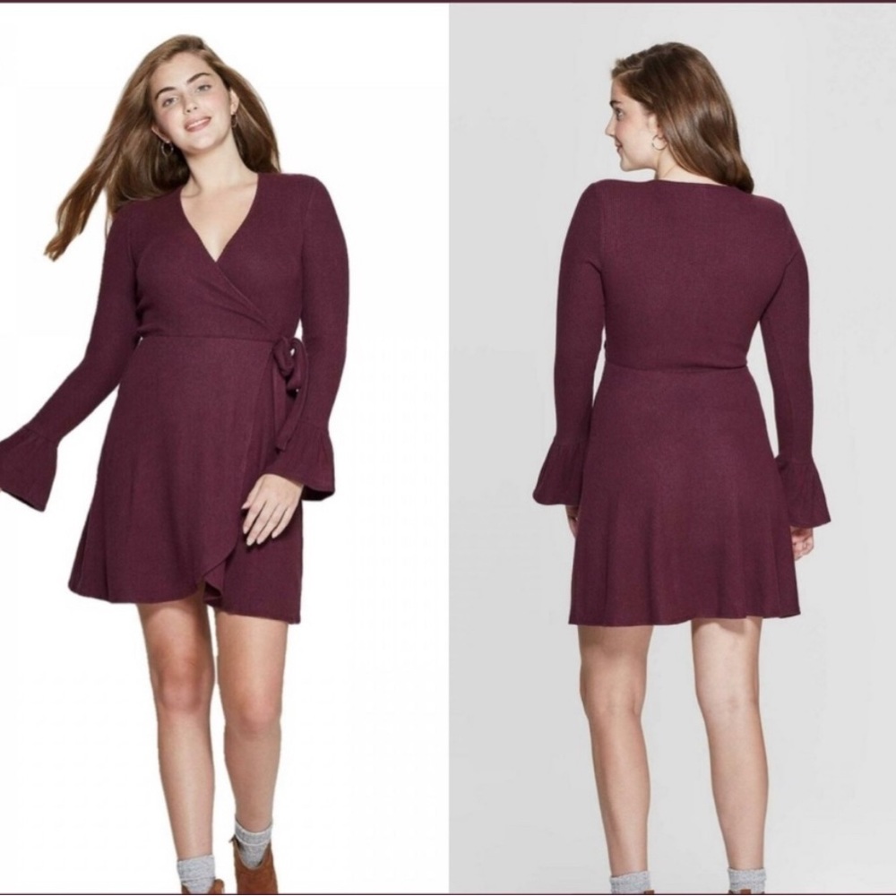 ☔️Xhilaration Long Sleeve Sweater Knit Wrap Dress